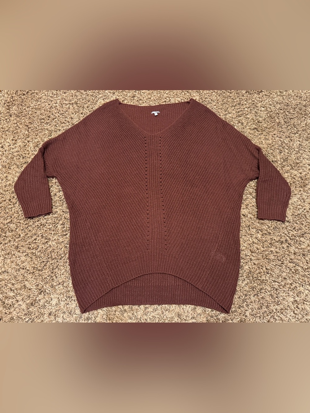 Charlotte Russe Burgundy Drop Shoulder Knit Sweater